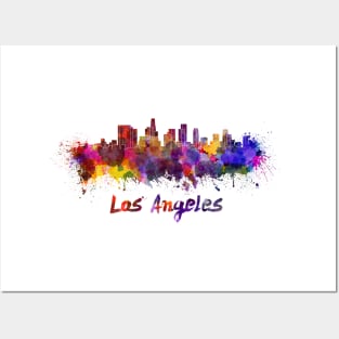 Los angeles skyline in watercolor Posters and Art